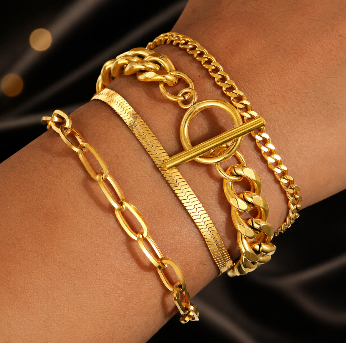 Mehrteiliges Damen-Armband-Set aus Edelstahl
