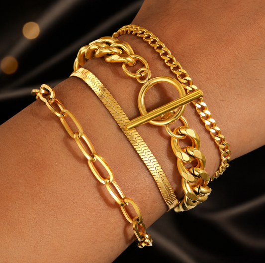 Mehrteiliges Damen-Armband-Set aus Edelstahl