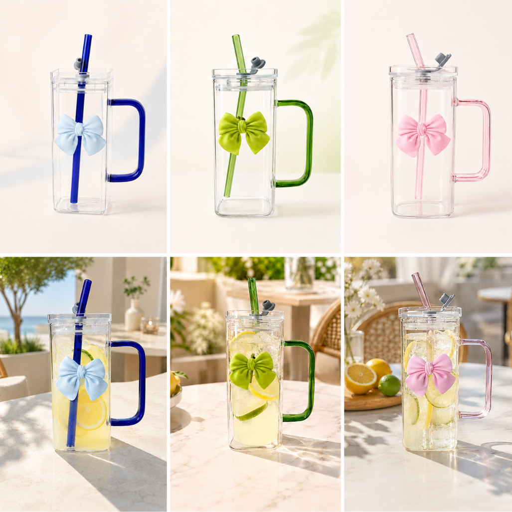 Glasbecher mit 3D-Schleife – Farbvariante 4