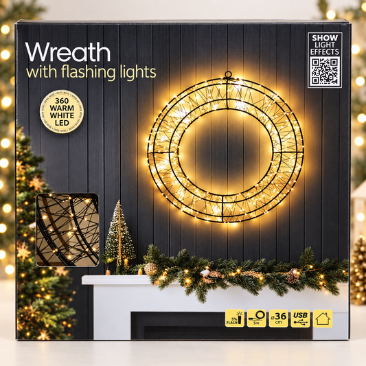 LED-Lichterkranz Weihnachten warmweiß