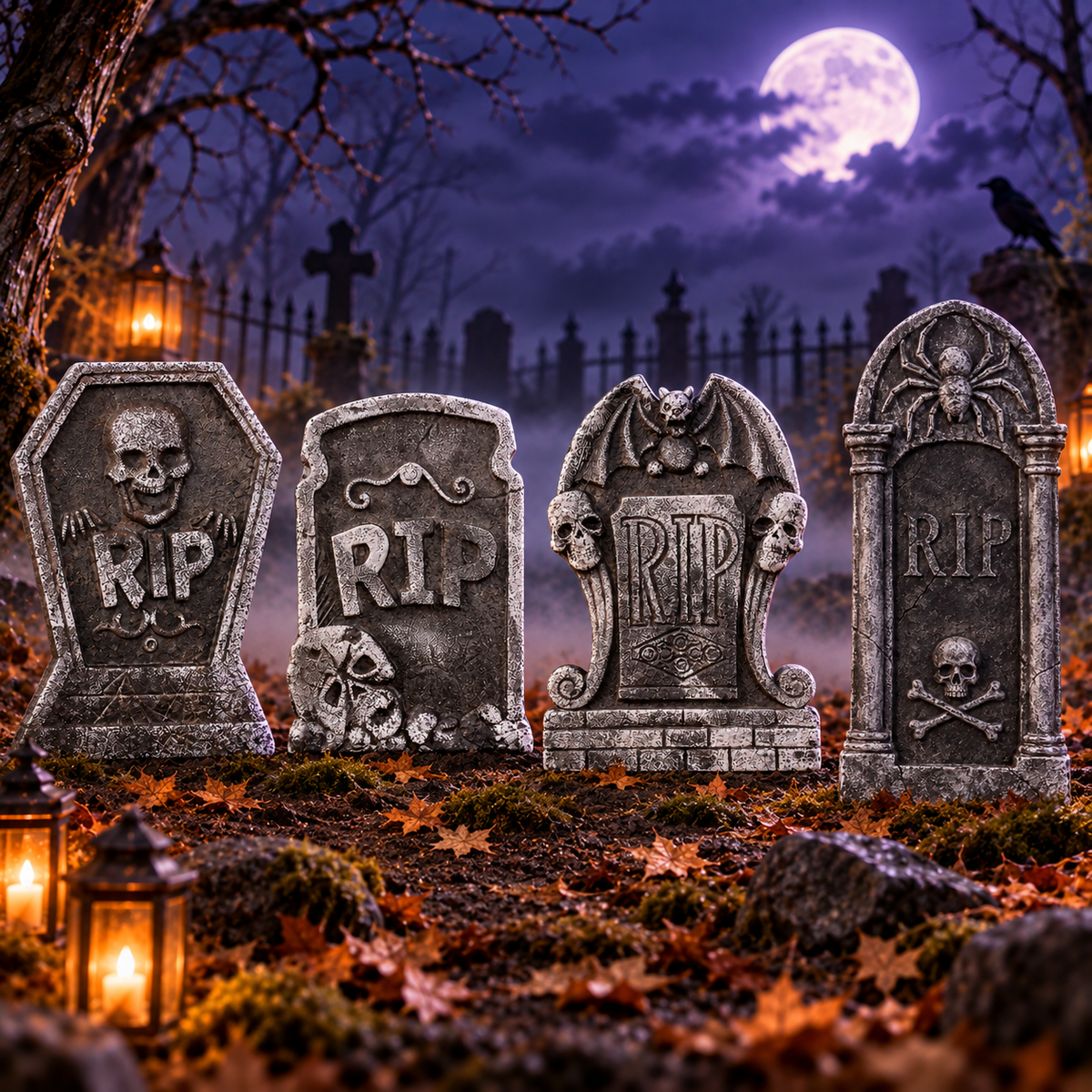 Halloween-Grabsteine 4er-Set