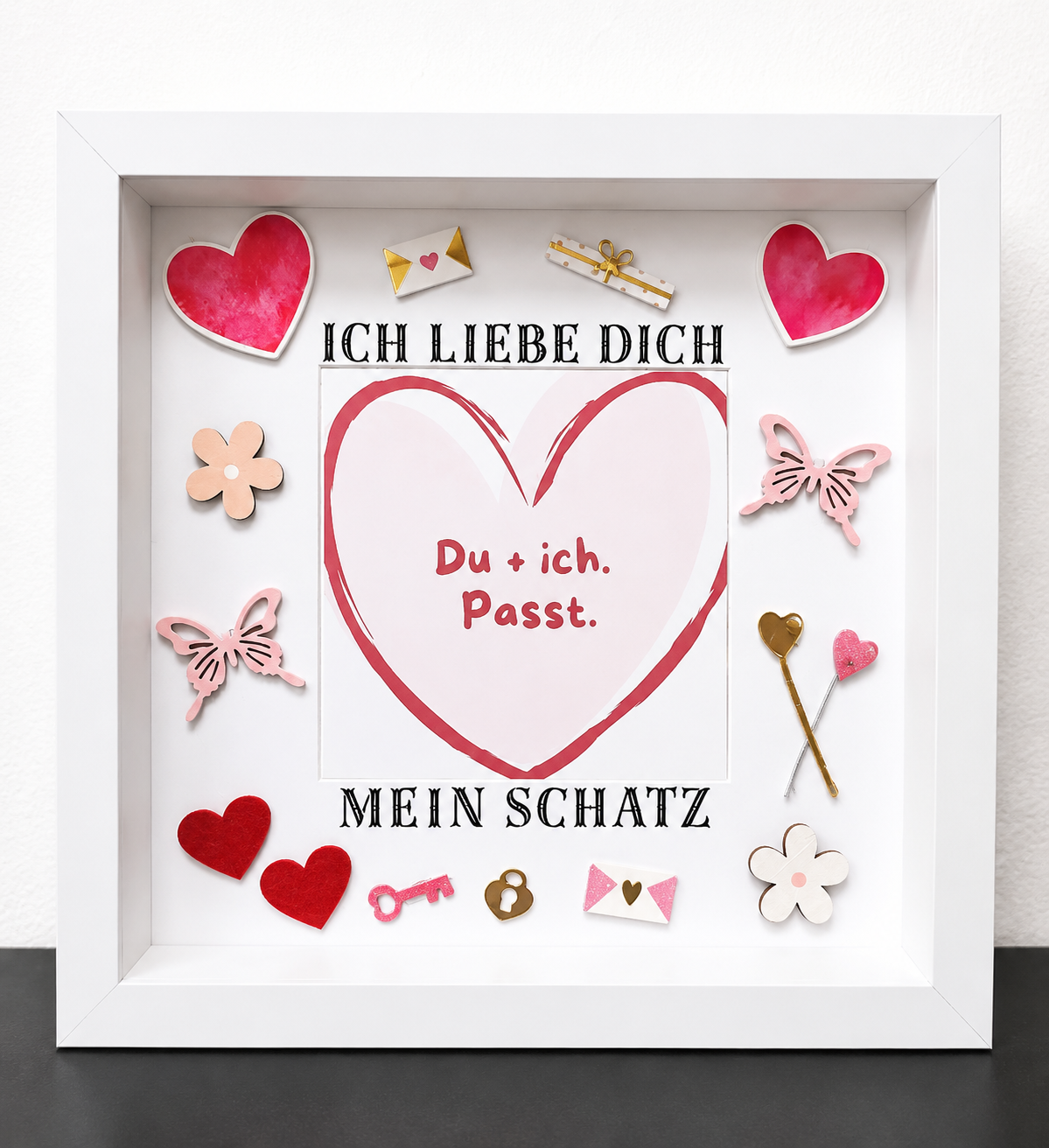💕 Handgefertigter 3D-Liebesrahmen „Ich liebe dich“