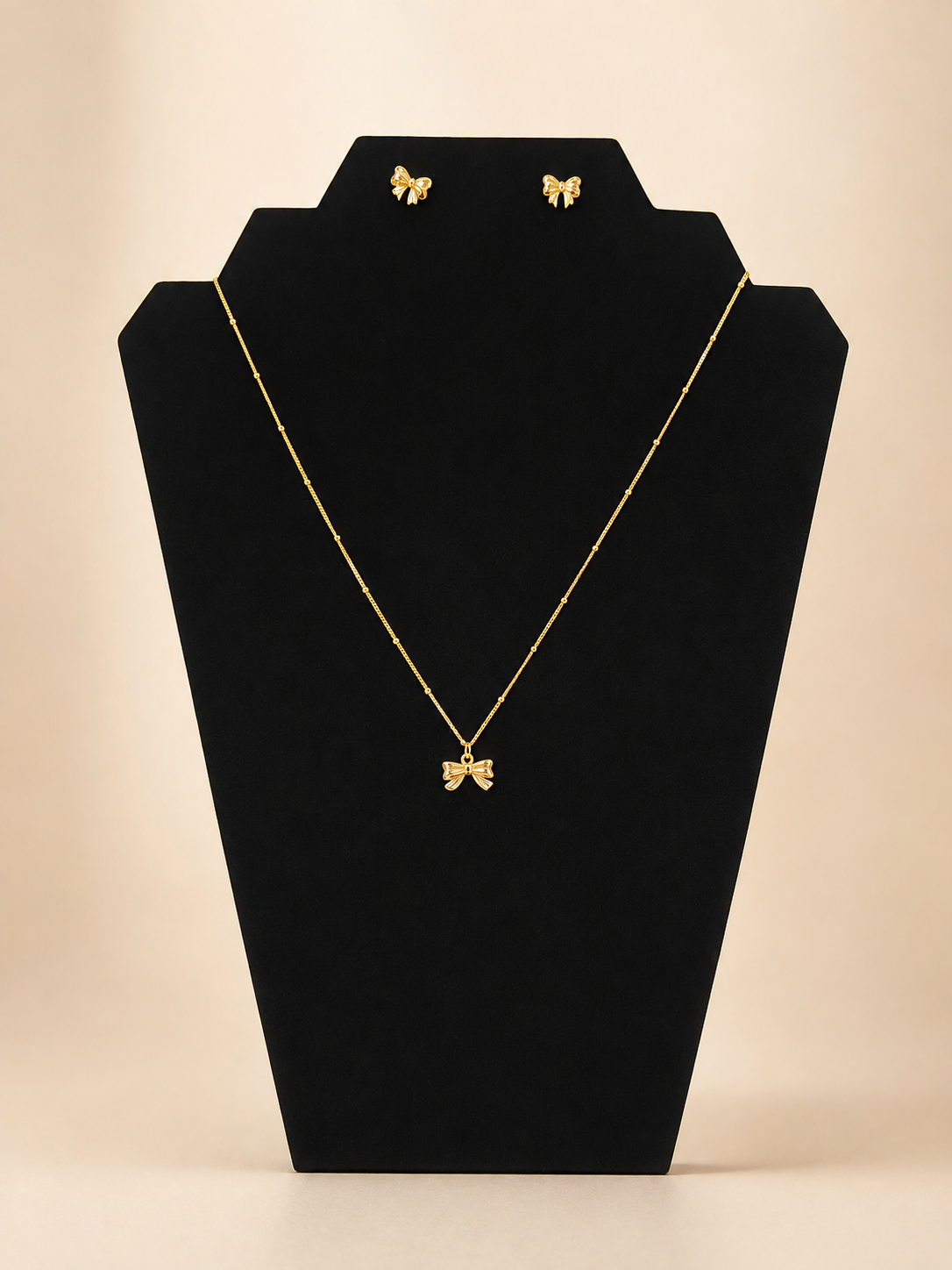 🎀 Goldfarbenes Schmuckset mit Schleifen