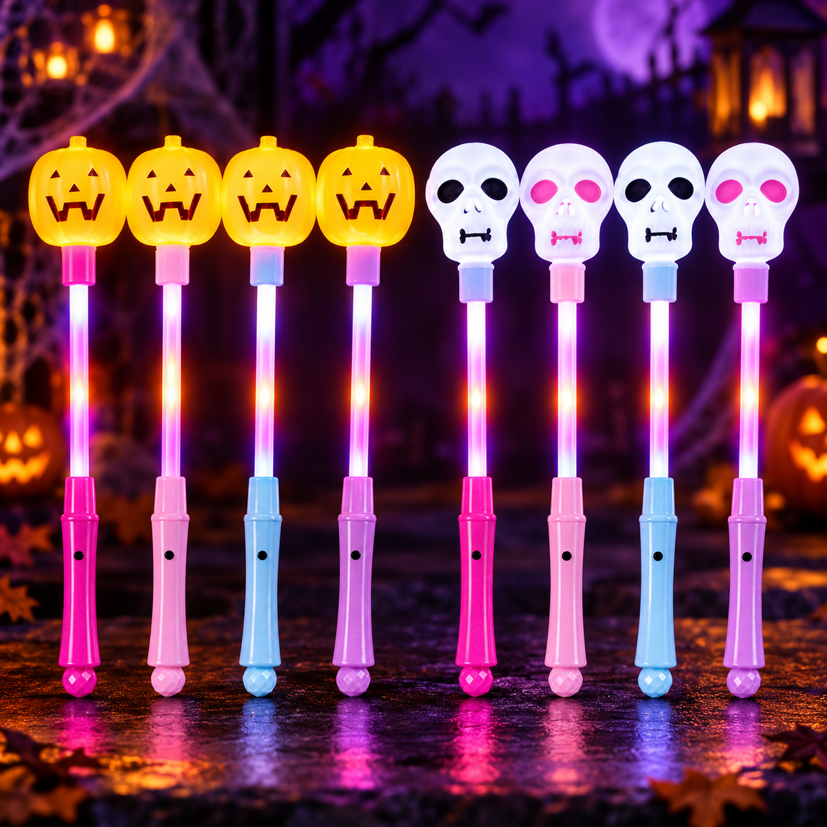 Halloween-Leuchtstab Totenkopf