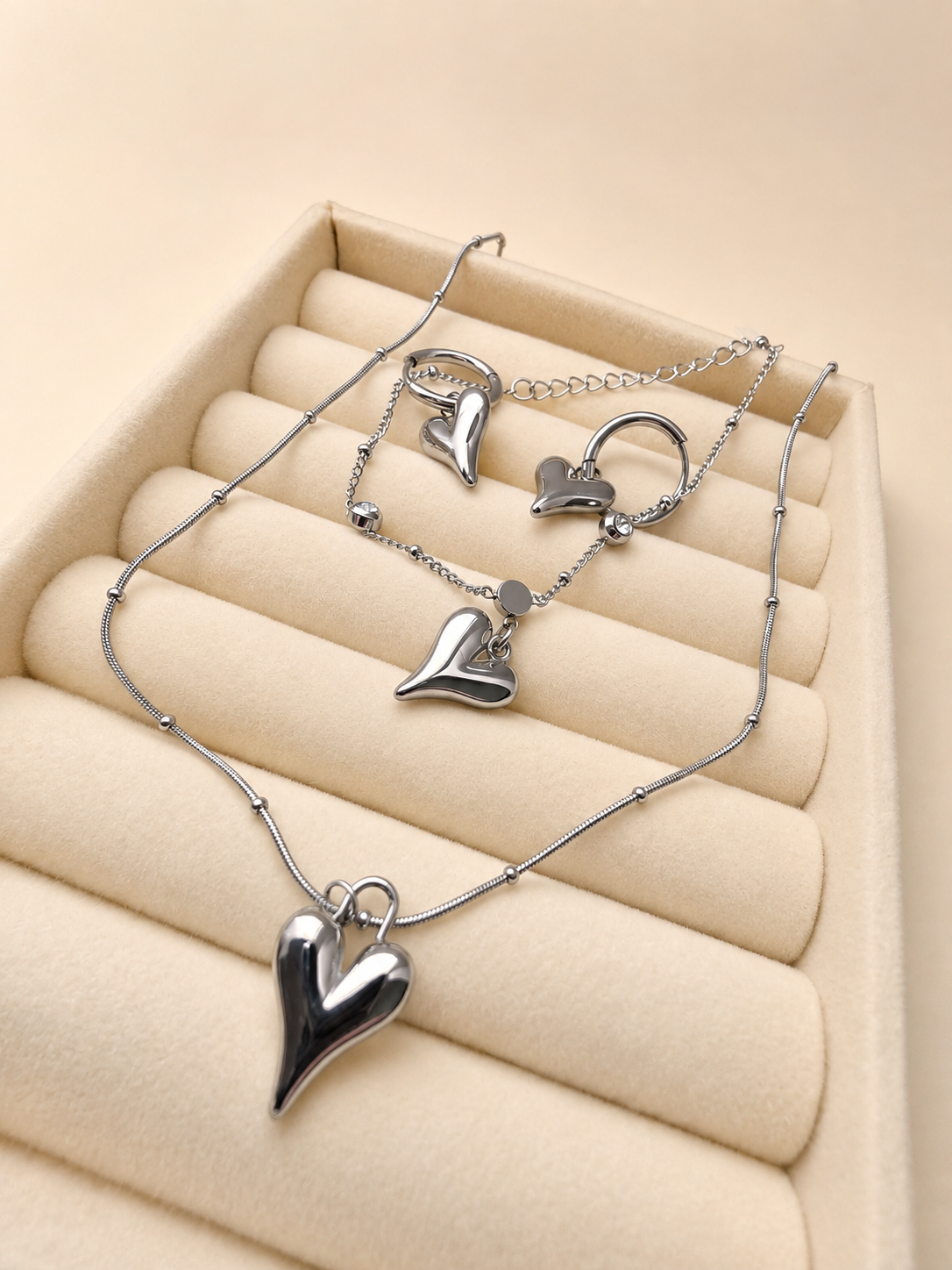 🤍 Bezauberndes Herz-Schmuckset in Silber ✨