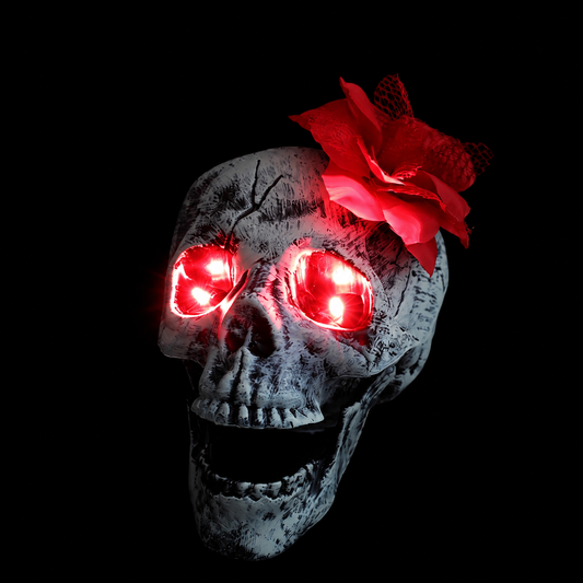 LED-Totenkopf mit Blume – Ansicht 2