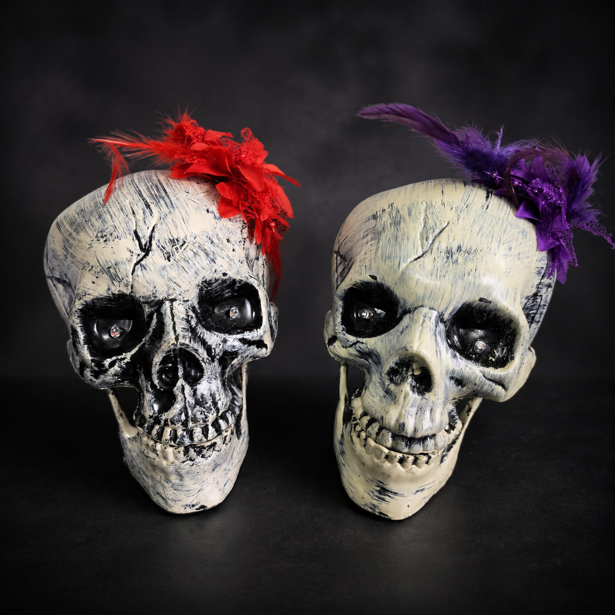 LED-Totenkopf mit Blume – Ansicht 3