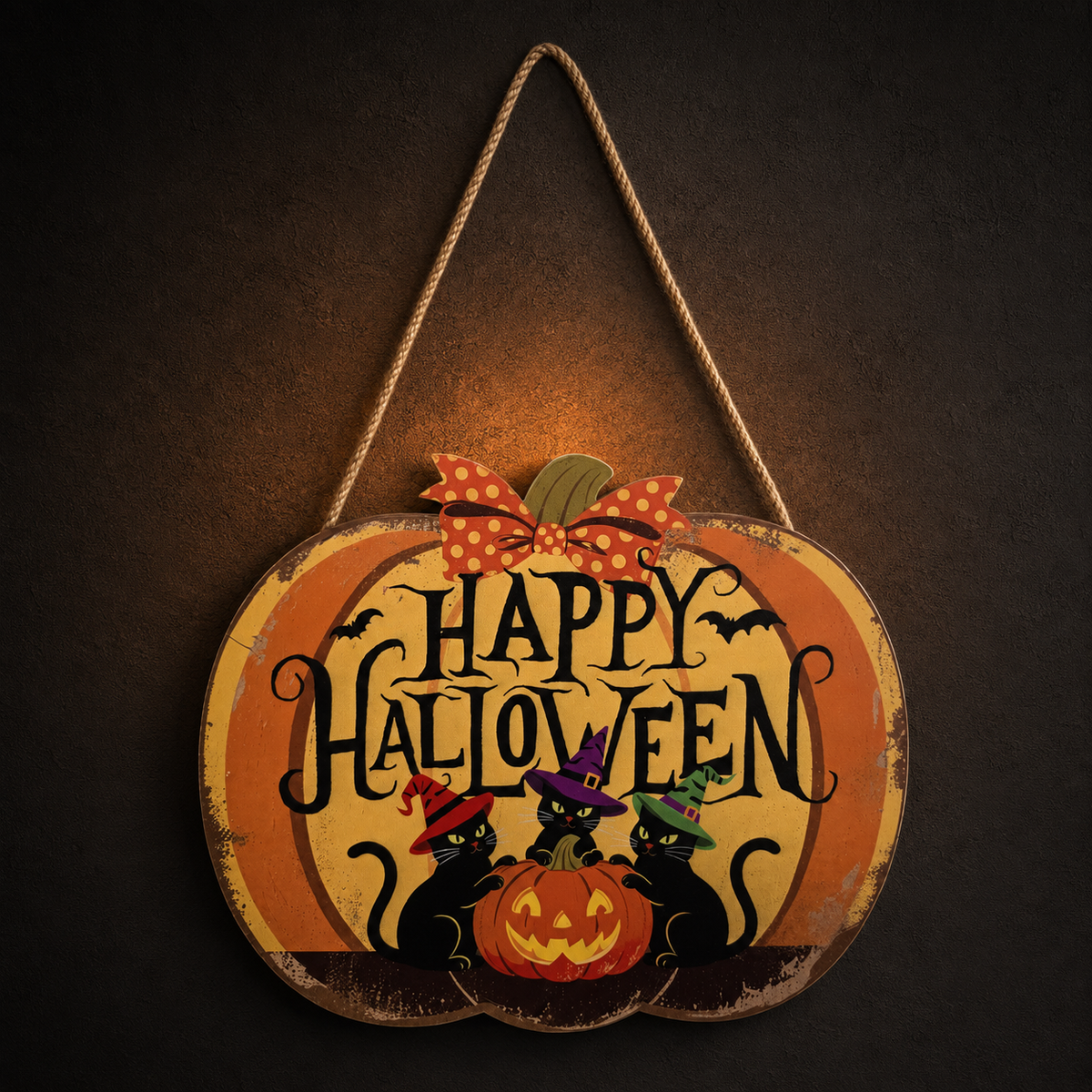 Happy-Halloween-Schild mit Katzen – Ansicht 2