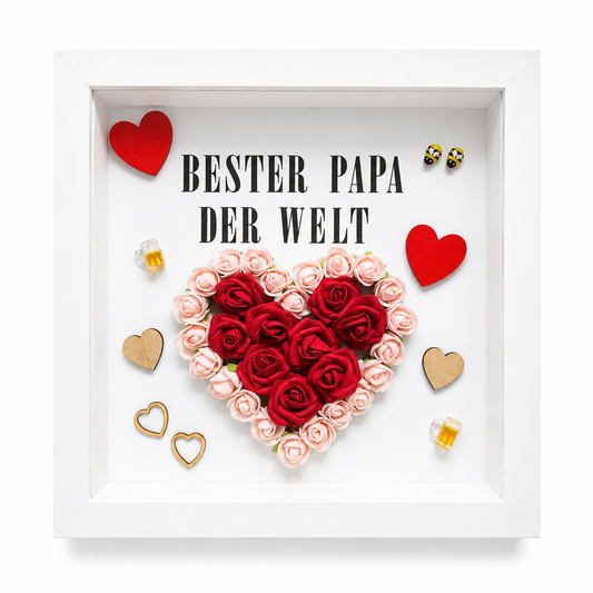 3D-Dekorahmen Bester Papa der Welt mit Rosenherz
