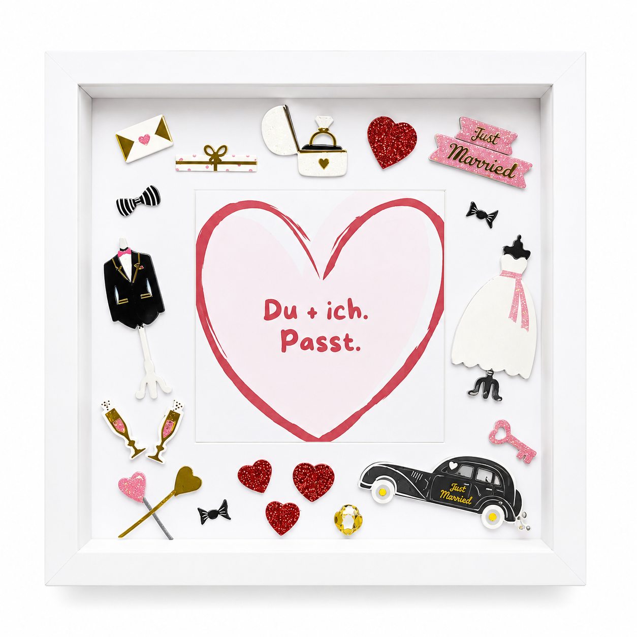 💕 3D-Hochzeitsrahmen „Du + ich. Passt.“