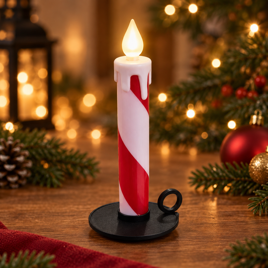 Weihnachtliche LED-Kerze mit Halter
