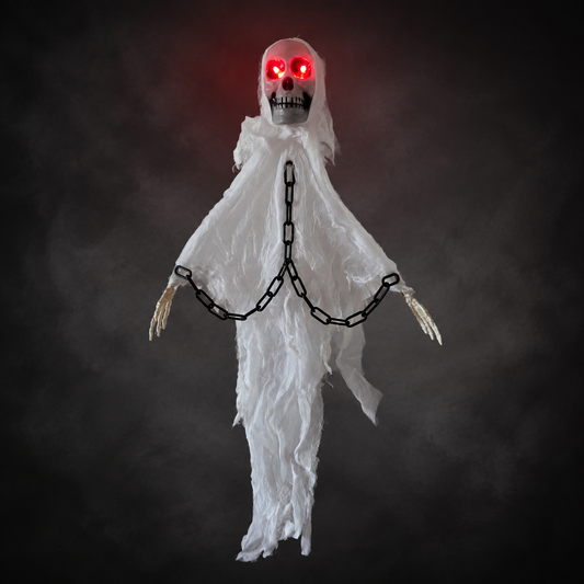 Weißer Halloween-Geist mit leuchtenden Augen