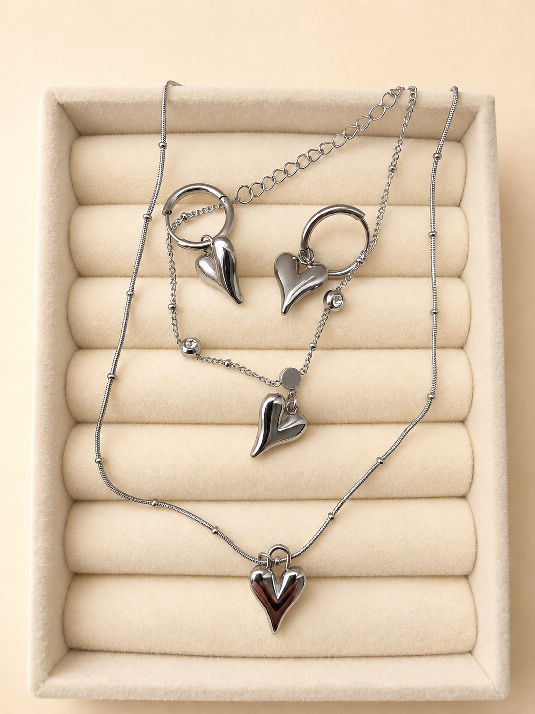 🤍 Bezauberndes Herz-Schmuckset in Silber ✨