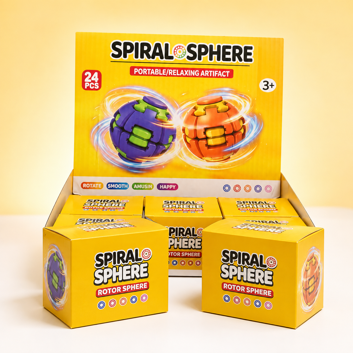 Spiral Sphere drehbarer Fidget-Ball in bunten Farben