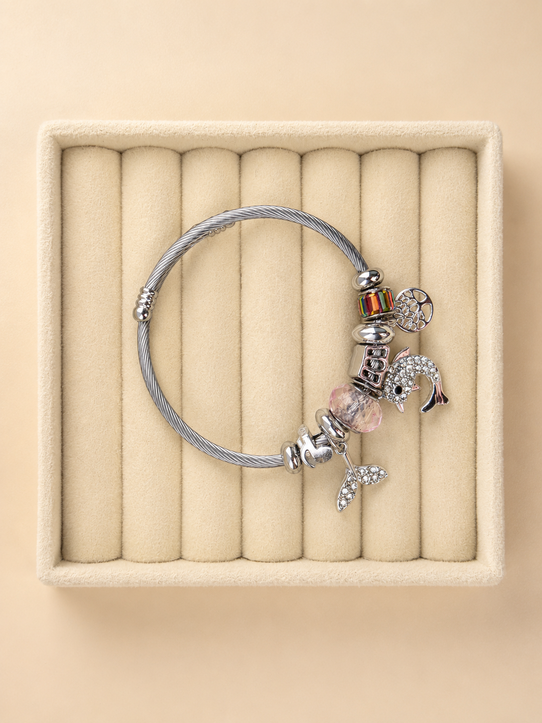 🐬 Funkelnder Delfin-Charm-Armreif mit Lebensbaum ✨